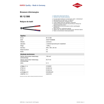 NOŻYCE DO KABLI 500MM