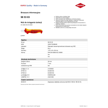 NÓŻ DO ŚCIĄGANIA IZOLACJI 170MM