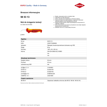 NÓŻ DO ŚCIĄGANIA IZOLACJI 190MM