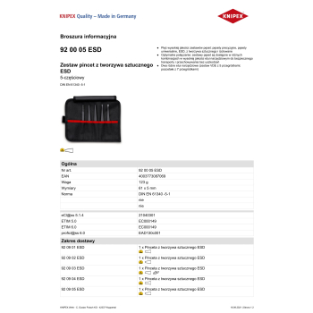 ZESTAW PĘSET Z TWORZYWA SZTUCZNEGO ESD, 5SZT.