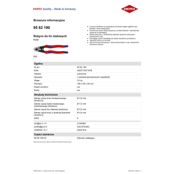 NOŻYCE DO LIN STALOWYCH 190MM.