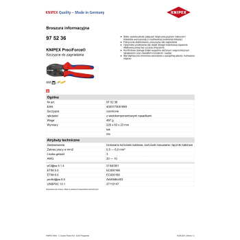 SZCZYPCE PRECIFORCE DO ZGNIATANIA 0,5 - 6,0 MM2
