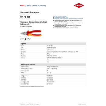SZCZYPCE DO ZAGNIATANIA TULEJEK 180MM