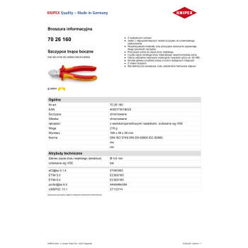 SZCZYPCE TNĄCE BOCZNE IZOLOWANE 160MM