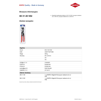 ZESTAW SZCZYPIEC NASTRAWNYCH DO RUR ALIGATOR 2SZT.