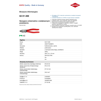 SZCZYPCE UNIWERSALNE 200MM O ZWIĘKSZONYM PRZEŁOŻENIU