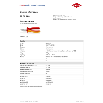 SZCZYPCE OKRĄGŁE 1000V 160MM