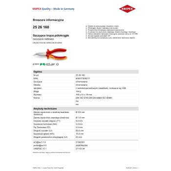 SZCZYPCE TNĄCE PÓŁOKRĄGŁE WYGIĘTE IZOLOWANE 160MM