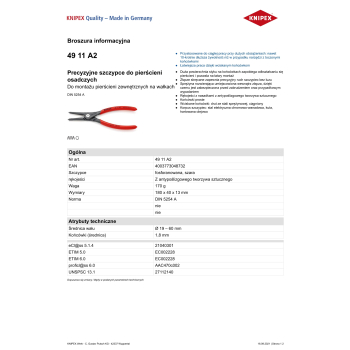 PRECYZYJNE SZCZYPCE DO PIERŚCIENI ZEW.PROSTE 180MM