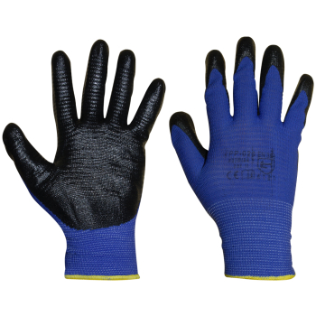 RĘKAWICE POLIESTROWE POWLEKANE NITRYLEM NIEBIESKIE 9