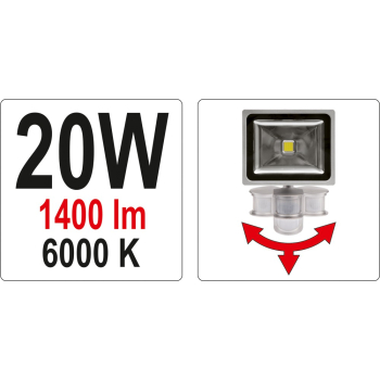 REFLEKTOR DIODOWY Z CZUJNIKIEM RUCHU 20W
