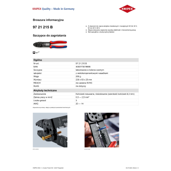SZCZYPCE DO ZAGNIATANIA ZŁĄCZEK KABLOWYCH 0,5-2,5 MM
