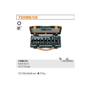ZESTAW NASADEK UDAROWYCH,KOŃC.TRZPIENIOWA SZEŚCIOKĄTNA 1/2''
