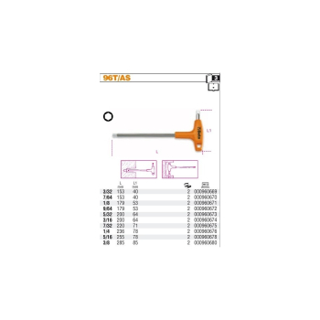 KLUCZ TRZPIENIOWY KĄTOWY Z RĘKOJ. 6/64'