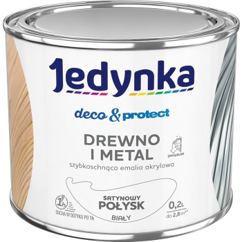 JEDYNKA DECO&PROTECT DREWNO I METAL SATYNA BIAŁY 0,2L